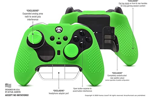 Elite Series 2 Studded Grip Skin for Xbox One Controller - Sweat Free Silicone, Flat Top Anti-Slip Studs + 8 QSX-Elite Thumb Grips (Green) - color: Green