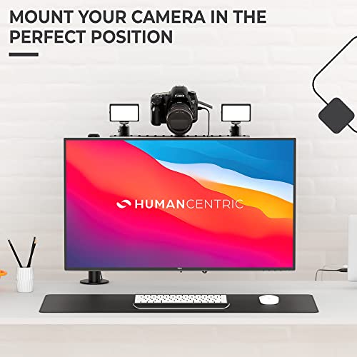 HumanCentric DSLR Monitor Mount Large, Desk Camera, Webcam & Mic Shelf | For Monitor VESA Arm, Replace Clamp Tripods, 100x100mm Patterns, Aluminum, Hardware Included, Light Mounting - size: Large Shelf
