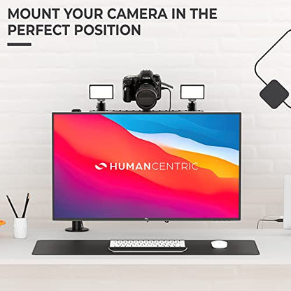 HumanCentric DSLR Monitor Mount Large, Desk Camera, Webcam & Mic Shelf | For Monitor VESA Arm, Replace Clamp Tripods, 100x100mm Patterns, Aluminum, Hardware Included, Light Mounting - size: Large Shelf