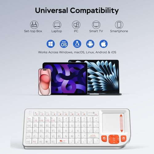 Mini Keyboard with Touchpad, Mini Bluetooth Keyboard, Ultra-Compact Portable for IT Professionals, Field Service Technicians, Home Theater PC & Multi-Device Travel - Durable &Reliable, White - color: white