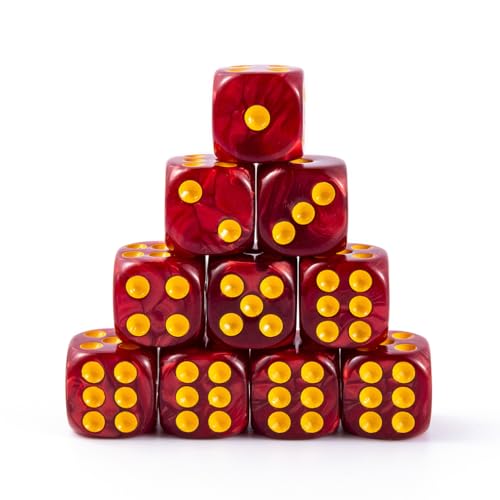 10 Pieces Polyhedral D6 Dice Set, 6 Sided Dice 16mm for RPG MTG DND Table Games (Red) - color: Red