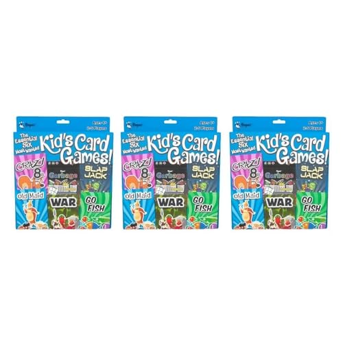 Regal Games Card Games for Kids - Go Fish, Crazy 8's, Old Maid, Slap Jack, Garbage Monsters, War - Simple & Fun Classic Family Table Game Sets (3 x 6) - color: Set of 18 Decks