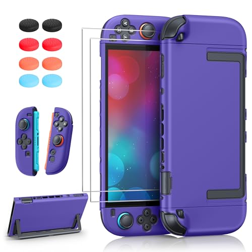 FYOUNG Upgrade Switch 2 Protective Case&Screen Protector Set,Dockable Cover | Cute Hard Shell for Nintendo Switch 2 Console Accessories,Travel-Friendly,Kickstand Cutouts(Purple, for Switch 2 7.9inch) - color: Purple, size: for switch 2 7.9inch