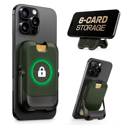 SUPCASE for MagSafe Wallet with Stand, Magnetic Wallet for Men Women, [Hold 6 Cards] [RFID Blocking] [Strong Magnetic Lock] Phone Stand Card Holder for iPhone 17/16/15/14/13/12 Series, Battle Green - color: Battle Green