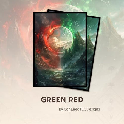 Green Red - MTG Card Sleeves, 104ct, Standard Size, Smooth | Perfect for Double Sleeving, Smudge Resistant Matte Back, Standard 66x92mm - Compatible with Magic The Gathering & TCG Cards - color: Green Red