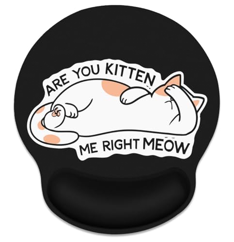 Britimes You Kitten Me Ergonomic Mouse Pad with Wrist Support Black Cute Cat Non-Slip Rubber Base Mousepad for Home Office Gaming Working Computers Laptop Easy Typing & Pain Relief - color: Black Cute Cat