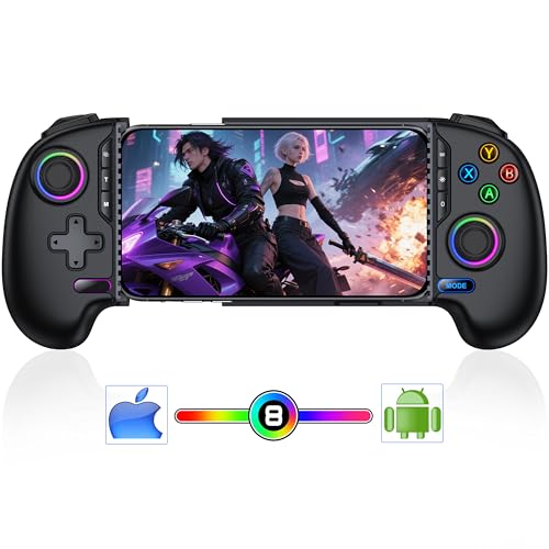 NinjaPlusOX Mobile Game Controller for iPhone/Android with Hall Joystick, Wireless Phone Controller with Phone Case Support, Compatible with Xbox Game Pass, Steam Link, Call of Duty, Roblox - color: Pure Black