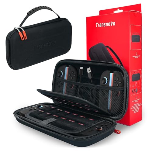TRANSNOVO Carrying Case for Nintendo Switch 2 2025 - Protective Hard Shell Portable Switch 2 Travel Case Pouch with 24 Game Card Slots and Large Capacity Storage for Console & Accessories, Black - size: Single Case