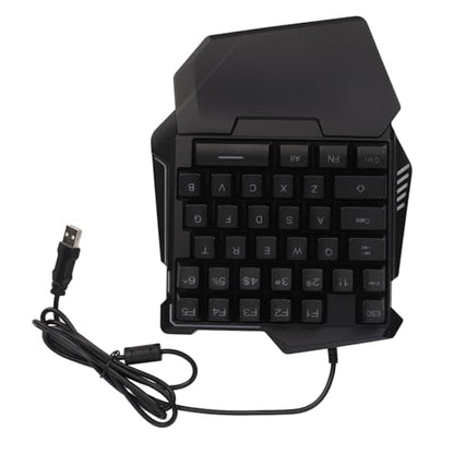 One Handed Gaming Keyboard, 35 Keys RGB Backlit Ergonomic USB Keyboard, Professional Mini Gaming Keyboard with Wrist Rest, Silent Keys for PC and Streamers