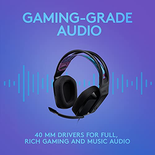 Logitech G335 Wired Gaming Headset (with Flip to Mute Microphone) - Black | Flip to mute microphone, 3.5mm audio jack, memory foam earpads, compatible with PC, PlayStation, Xbox, Nintendo Switch - color: Black, style: Wired