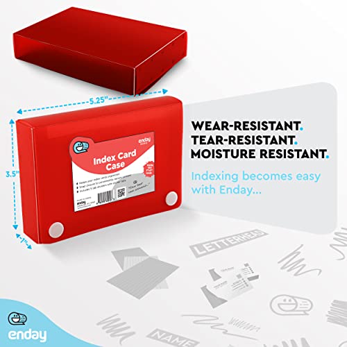 Enday Index Card Holder 3x5, Red Index Card Case with 5 Tab Dividers, Index Card Organizer, Flash Card Holder, Holds 100 Cards, 4 Pack - color: RED, size: 4