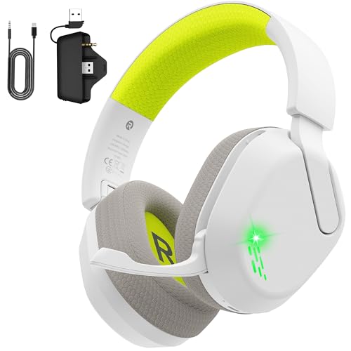 Gvyugke Wireless Gaming Headset for Xbox Series X/S, Xbox One, PS5, PC, Bluetooth 6.0 Gaming Headphones with Flip-to-Mute Noise-Canceling Mic, 70-Hour Playtime, Foldable, 3D Surround Sound - Lime - color: Lime