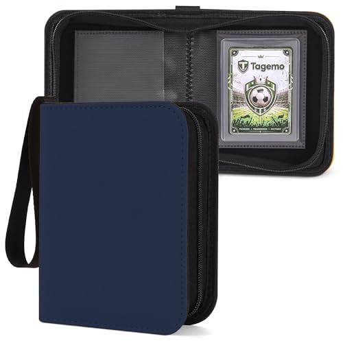 1 Pocket Top Loader Binder, Mini Trading Card Binder Album for 3x4 Rigid Protectors, Small Side-Loading Single Card Binder (PU Leather) - color: Navy Blue, size: 1-Pocket