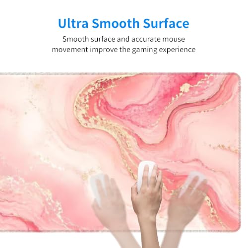 Pink Gold Marble Mouse Pad XL Large Mousepad Non Slip Rubber Base Desk Mat for Laptop Computer Gaming 31.5" X 12" - color: Pink Gold Marble
