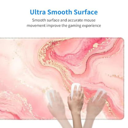 Pink Gold Marble Mouse Pad XL Large Mousepad Non Slip Rubber Base Desk Mat for Laptop Computer Gaming 31.5" X 12" - color: Pink Gold Marble