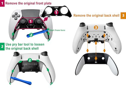 Repair Front & Back Cover for PS5 for DualSense Edge Controller, Replacement Shell with Soft CD Rubber Grip, Snap-On Design to Fix Peeling & Yellowing, Pink 1 PC s Players