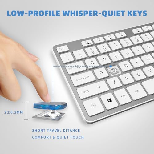 Wired USB Keyboard, Comfortable Quiet Chocolate Keys, Durable Ultra-Slim Computer Keyboard Wired(QWERTY) for PC, Windows 11/10/8/7/XP/Vista KB1430 (Sliver-1, Wired Keyboard for Windows) - color: Sliver-1