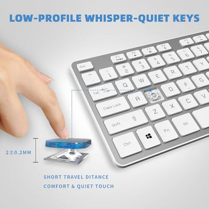 Wired USB Keyboard, Comfortable Quiet Chocolate Keys, Durable Ultra-Slim Computer Keyboard Wired(QWERTY) for PC, Windows 11/10/8/7/XP/Vista KB1430 (Sliver-1, Wired Keyboard for Windows) - color: Sliver-1