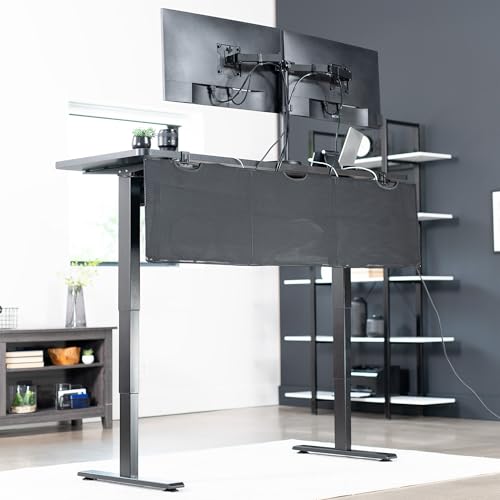 VIVO Black Clamp-on 60 inch Desk Cable Management Sleeve, DESK-SKIRT-60P | Privacy Desk Skirt, Cable Organizer, Wire Hider Kit Panel System - size: 60" Panel
