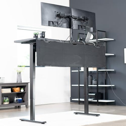 VIVO Black Clamp-on 60 inch Desk Cable Management Sleeve, DESK-SKIRT-60P | Privacy Desk Skirt, Cable Organizer, Wire Hider Kit Panel System - size: 60" Panel