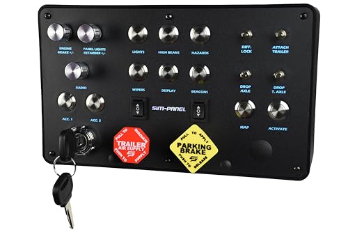 SIM-PANEL Classic 2 Button Box for ATS/ETS2 (American Truck Simulator/Euro Truck Simulator) (Classic Finish (Matte Black)) - style: Classic Finish (Matte Black)