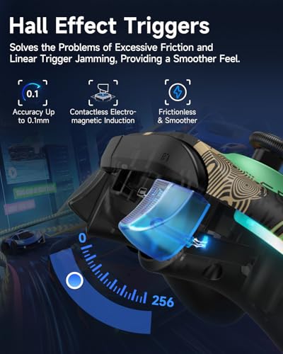 EasySMX X15 PC Controller - Enhanced Wireless Bluetooth Controller with Hall Joysticks/Hall Triggers/RGB Lighting - No Stick Drift, No Dead Zone - Work for Windows PC, Android, Steam and Switch - color: 카본 블랙.