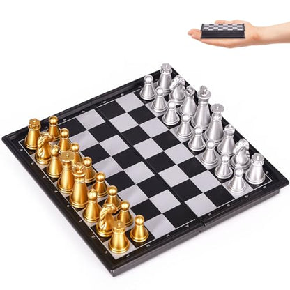 5" Mini Chess Set Travel Board Game with Magnetic Folding Chess Board Portable and Store Chess Pieces Pocket Chess Games for Kids and Adult,Easy to Carry