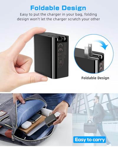 65W Switch 2 Charger for Nintendo Switch 2 2025/1/OLED/Steam Deck & Cable | Portable Foldable Plug AC Adapter & 6.6FT USB-C Cable for Switch2/1/OLED/Lite/ Steam Deck/ ROG Ally