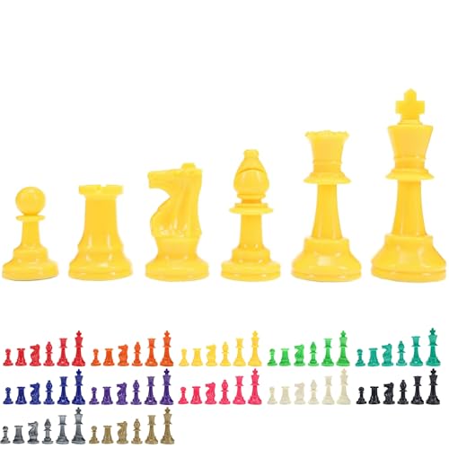 WE Games Color Bright Plastic Staunton Tournament Chess Pieces with 3.75 in. King - Half Chess Set of Chess Pieces Only, Yellow - color: Yellow