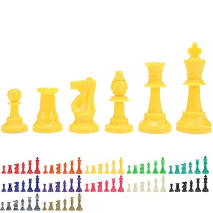 WE Games Color Bright Plastic Staunton Tournament Chess Pieces with 3.75 in. King - Half Chess Set of Chess Pieces Only, Yellow - color: Yellow