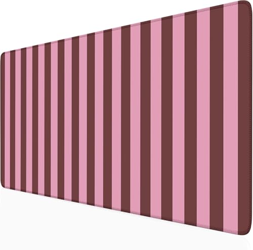 Pink and Burgundy Striped Desk Mat Cute Pastel XXL Large Gaming Mouse Pad Desk Pad Kawaii Cozy Aesthetic Keyboard Laptop Computer Mat - color: A7- Pink Burgundy