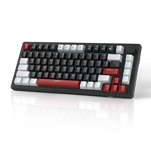 MageGee 75% Mechanical Gaming Keyboard, Compact Blue Backlit Wired Gaming Keyboards with Yellow Switches, EVA Foam, Knob Control, STAR75 Portable NKRO PC Gaming Keyboard - White & Black - color: White & Black - Yellow Switch