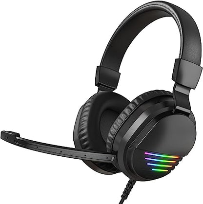 Gaming Headsets with Mic for PC/PS5/PS4 Switch/Laptop/Mobile Phone,Over Ear Headphones with Noise Canceling Mic,Wired Headphones for Xbox One Series X/S(Adapter not Included) LED-CLS500-Black