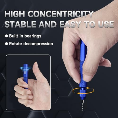 stedi Manual Pin Vise Hand Drill, Premium Hobby Model Making Tools | Ultra-Precision Dual Bearing Hand Drill for Gundam, Miniature Military Model, 3D Resin Parts, Blue - color: Blue Handle (Handle Only)