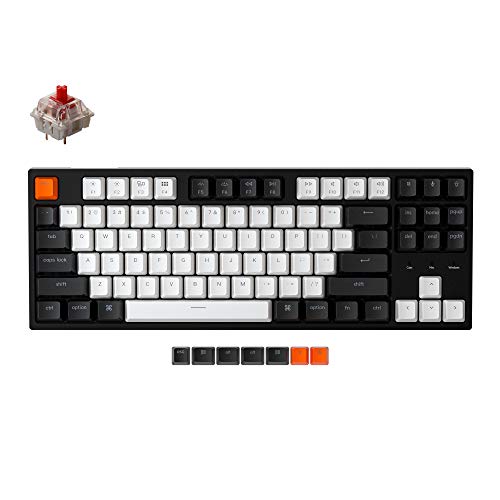 Keychron C1 Wired Mechanical Keyboard, TKL 87-Key Tenkeyless Gaming Keyboard for Mac Windows, Hot-Swappable Gateron G Pro Red Switches, White Backlit, USB-C, Double-Shot ABS Keycaps - color: Hot-swap Gateron G Pro Red Switch