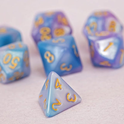 Sage’s Portal Stones DND Dice Set Acrylic Opaque 7-PC Polyhedral DND Dice Set for Dungeons and Dragons D&D Sage’s Cantrips RPG Tabletop TTRPG (Purple/Blue) - color: Purple/Blue