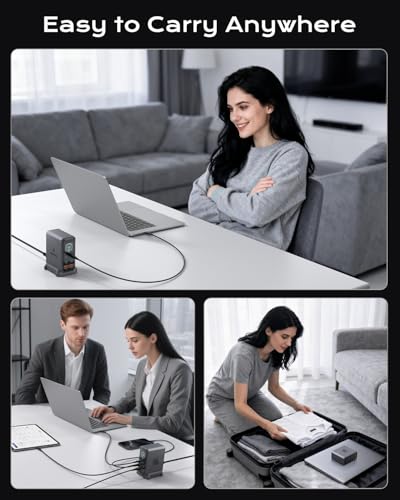 240W USB C Charger Block,ASOMETECH 6 Ports USB Charging Station,GaN 140W PD3.1 Laptop Fast Charger Adapter Desktop Charger Station with LCD Display for MacBook HP iPad iPhone Samsung
