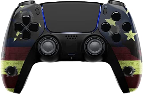 MODDEDZONE Wireless Controller for PS5 with Exclusive and Unique Designs Compatible with PlayStation 5 and PC - The Ideal Christmas Gift for Gaming Enthusiasts - Expertly Crafted in USA(American Flag)