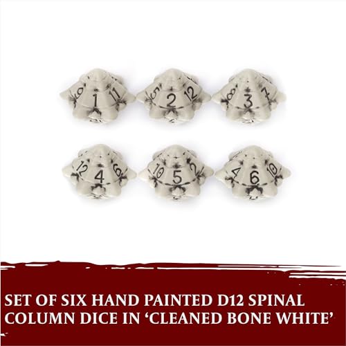 D12 Dice Set - Set of Six 12 Sided Dice - Skull & Bone Themed RPG Dice. Cool & Unique Gift and Compatible with Dungeons & Dragons (DND), D&D, Pathfinder, D and D. (Cleaned Bone White) - color: Cleaned Bone White, style: Six D12
