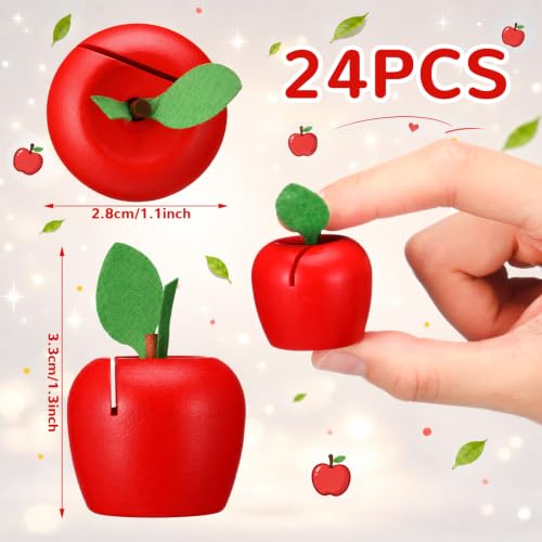 Leinuosen 24 Pcs Resin Apple Place Card Holder Rosh Hashanah Red Apple Table Number Holder Name Place Centerpieces Photo Stand for Rosh Hashanah Party Wedding Birthday Party Favors - style: Apple