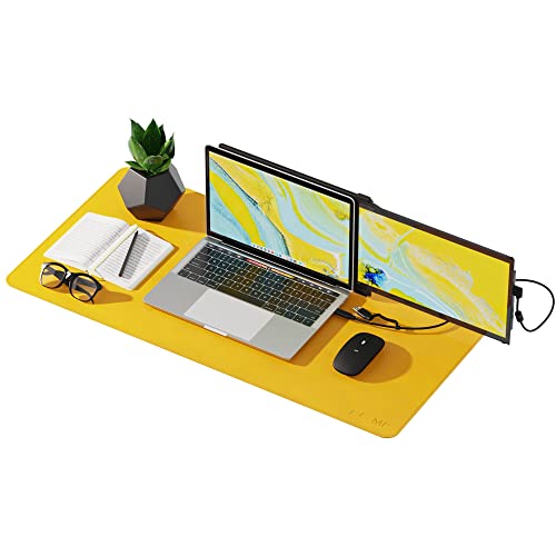 Mobile Pixels Desk Pad, Large PU Leather Desk Mat (Racing Yellow) | Desk Protector with Non-Slip Base for Keyboard and Mouse, Upgraded Sewing Waterproof Desk Mat 31.5"x 15.75" - color: Racing Yellow
