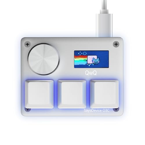 O3C Rapid Trigger Keyboard With Hall Magnetic Switch For OSU Geometry Dash | Rhythm Games,with Knob and Screen,Copy Paste,Shotcut,Macro Hotswap Mini Keypad Magnetic Linear Switches - color: Silvery, size: Outemu Peach V2