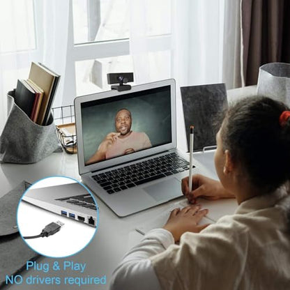 Anivia Upgraded Full HD 1080P Webcam with USB Plug, Privacy Cover- Computer Web Camera for Video Calling and Recording, PC Desktop or Laptop, Wide Angle 1080p Streaming Camera