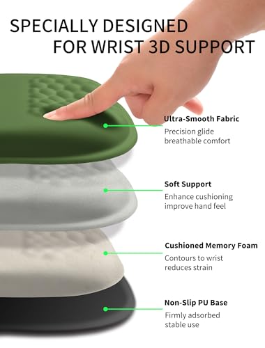 Hokafenle Ergonomic Wrist-Hugging Mouse Pad Wrist Support, U-Shaped Holding Wrist Rest Mousepad for Carpal Tunnel Pain Relief with Cushioned Memory Foam Slope Massage Bulge (10.2x8.3 in,Dill Green) - color: Dill Green