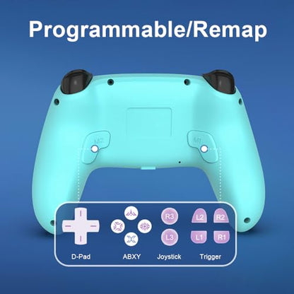 MWCG Wireless LED Controller for PS5, Compatible with PS5 Pro/Slim/PC, Dual Vibration, Modded Function, 8 Light Modes, 3.5mm Audio Jack, 6-Axis Motion Contro Gamepad with Speaker