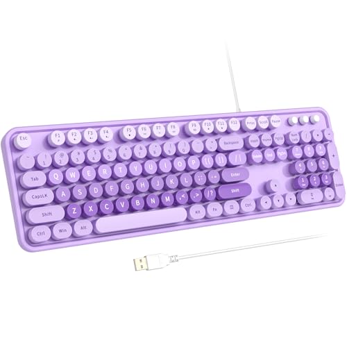 Atelus Large Print Keyboard, USB Wired Computer Keyboard, Full Size Keyboard with Number Pad for PC Laptop Desktop Windows 7 8 10 11 (Purple Colorful) - color: Purple