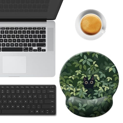 Mouse Pad Wrist Support,Ergonomic Mouse Pad with Wrist Rest,Comfortable Mousepad with Smooth Wrist Rest,Pain Relief Mouse Pads for Non-Slip Base,Computer,Laptop,Office & Home(Cat in The Meadow) - color: Cat in the Meadow