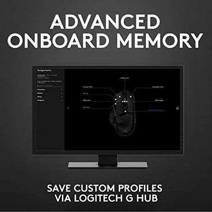 Logitech G502 Hero Wired Gaming Mouse - Black | High performance, 25,600 DPI, RGB, adjustable weights, 11 programmable buttons, on-board memory, PC/Mac - style: Wired