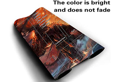 MTG Playmat, Game Play Mat for MTG TCG 24 x 14 inches Trading Card Inked Game Playmats with Storage Bag Smooth Rubber Surface Battle - color: Lightning Dragon With Zones