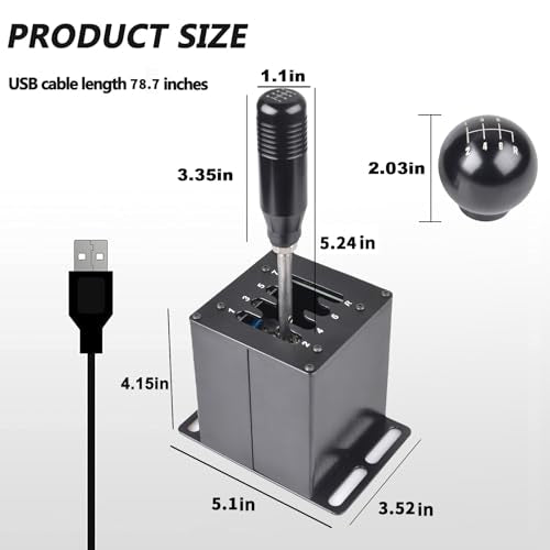 CNRAQR PC USB Simulator Shifter 7+R H Gear Shifter with L Shape Clamp Set Gear shift PC Windows Steering Compatible with G29/G27/G25, T300RS/GT Wheel - color: 7R+L Shape Clamp